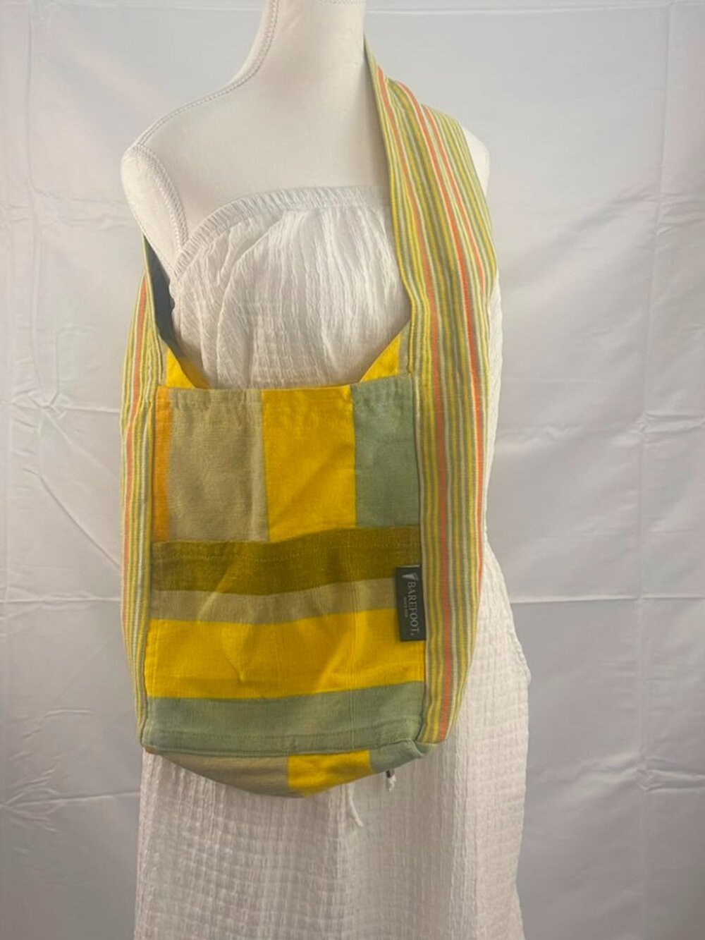 Barefoot Ceylon Hand-Woven Cotton Hobo Sling Bag - Colorful Boho Stripes